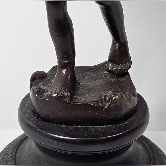 Bronze Cherub Angel Statue Playing Tambourine French Style Musical Vintage Art - Picture 3 of 14